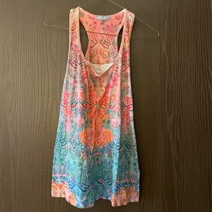 dELiA*s Floral Racerback Tank Blue Orange Pink